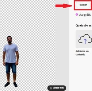 Imagem sem fundo do Adobe Express com o botão do baixar a imagem.