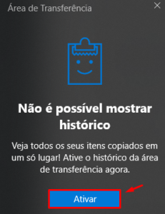 Ativando o histórico da área de transferência no Windows para copiar vários itens.