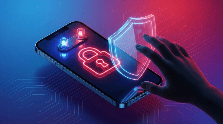 iPhone com cadeado de segurança ativado ilustrando como impedir modo avião no iPhone bloqueado.