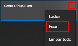 Fixando um texto importante na área de transferência para não perder ao reiniciar.