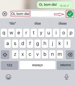 Interface de edição de texto dentro do WhatsApp.