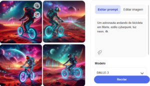 Resultado da geração de imagens com quatro opções criadas por inteligência artificial.