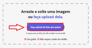 Home page do Adobe Express para upar a imagem.